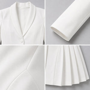 White Pleated Blazer Dress WHD0606192