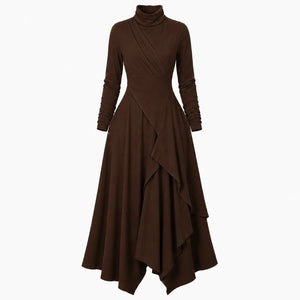 Asymmetric Turtleneck Maxi Dress WHD0606193