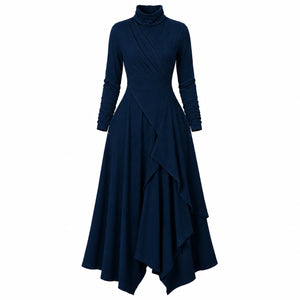 Asymmetric Turtleneck Maxi Dress WHD0606193