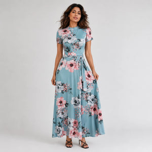 Floral Tie-Waist Maxi Dress WHD0606195