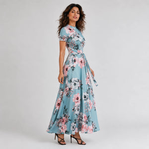 Floral Tie-Waist Maxi Dress WHD0606195