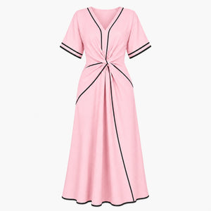 Contrast Piping Resort Dress WHD0606199