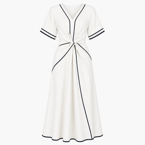 Contrast Piping Resort Dress WHD0606199