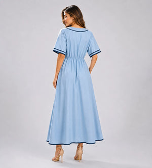 Contrast Piping Resort Dress WHD0606199