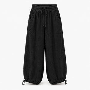 Textured Drawstring Wide Leg Pants WHD0606205