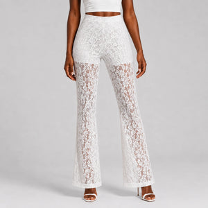 White Lace Flare Pants WHD0606211