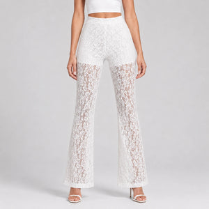 White Lace Flare Pants WHD0606211