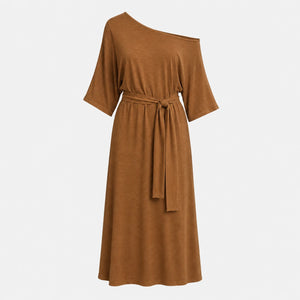 Off-Shoulder Belted Midi Dress WHD0606212