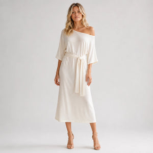 Off-Shoulder Belted Midi Dress WHD0606212