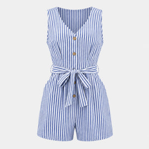 Striped Tie-Waist Romper WHD0606214