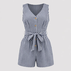 Striped Tie-Waist Romper WHD0606214