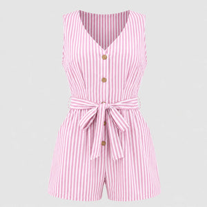 Striped Tie-Waist Romper WHD0606214