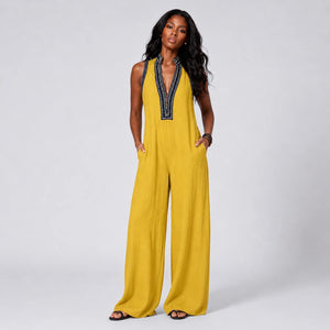 Contrast Trim Wide Leg Jumpsuit WHD0606216
