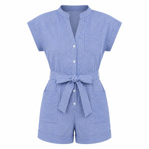 Striped Tie-Waist Romper WHD0606219