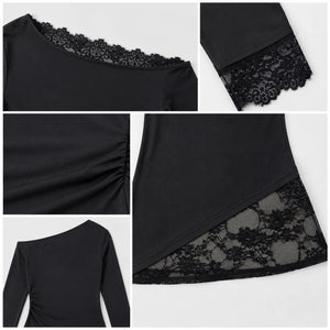 Asymmetric Lace Panel Top WHD0606231