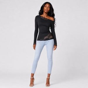 Asymmetric Lace Panel Top WHD0606231