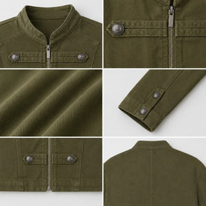 Military Button Cropped Jacket WHD0606233