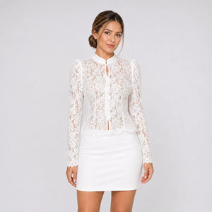 Scalloped Lace Button Blouse WHD0606236