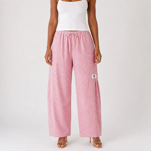 Gingham Wide Leg Pants WHD0606237