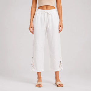 Lace Hem Drawstring Pants WHD0606242