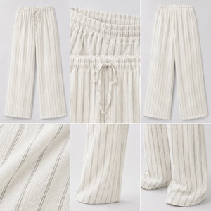 Striped Drawstring Wide Leg Pants WHD0606244