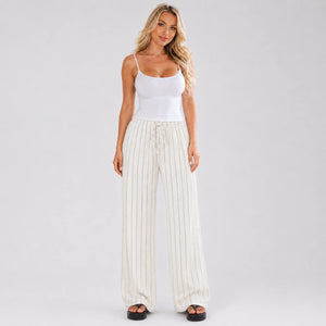 Striped Drawstring Wide Leg Pants WHD0606244
