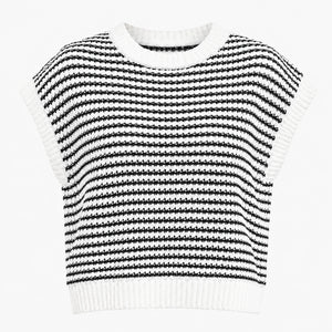 Striped Knit Sweater Vest WHD0606258