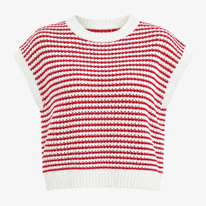 Striped Knit Sweater Vest WHD0606258