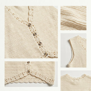 Crochet Button Front Vest WHD0606265