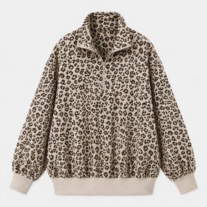 Leopard Half-Zip Pullover Top WHD0606269