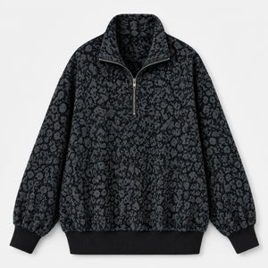 Leopard Half-Zip Pullover Top WHD0606269