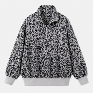 Leopard Half-Zip Pullover Top WHD0606269