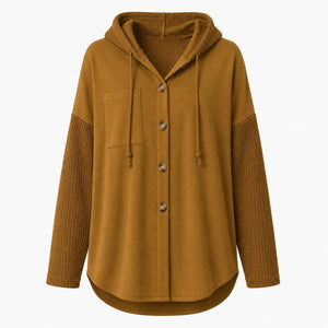 Hooded Button Knit Sleeve Top WHD0606272