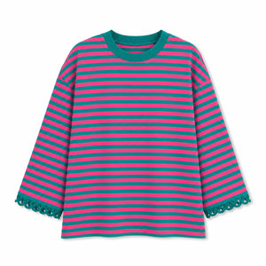 Striped Lace Cuff Top WHD0606274