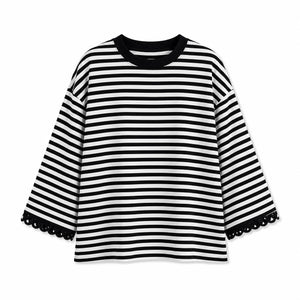 Striped Lace Cuff Top WHD0606274