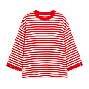 Striped Lace Cuff Top WHD0606274