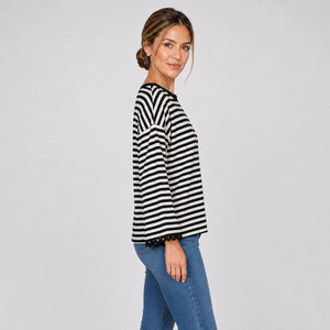 Striped Lace Cuff Top WHD0606274