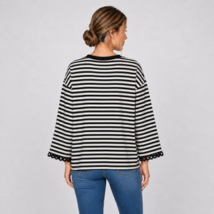 Striped Lace Cuff Top WHD0606274