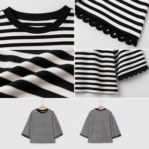 Striped Lace Cuff Top WHD0606274