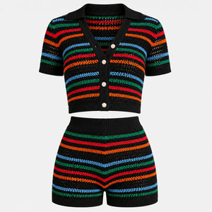Striped Crochet Shorts Set WHD0606280