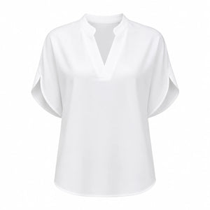 Split Neck White Blouse WHD0606290