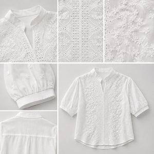Eyelet Embroidered Shirt Top WHD0606293