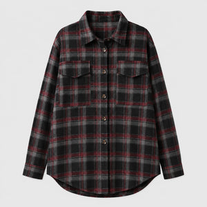 Plaid Button Front Shirt Jacket WHD0606295
