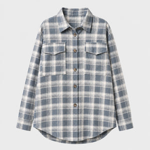 Plaid Button Front Shirt Jacket WHD0606295
