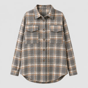 Plaid Button Front Shirt Jacket WHD0606295