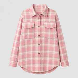 Plaid Button Front Shirt Jacket WHD0606295