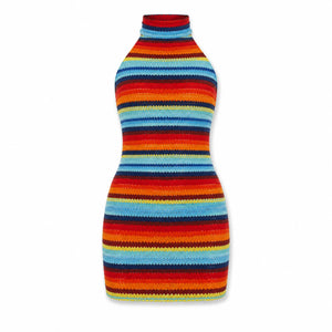 Striped Halter Mini Dress WHD0606299
