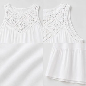 Crochet Yoke Tiered Dress WHD0606300