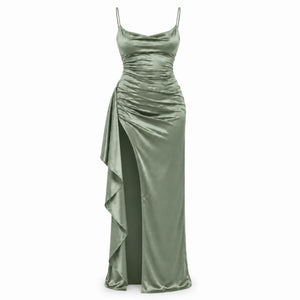 Ruched Slit Maxi Dress WHD0606301