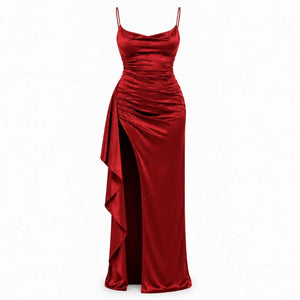 Ruched Slit Maxi Dress WHD0606301